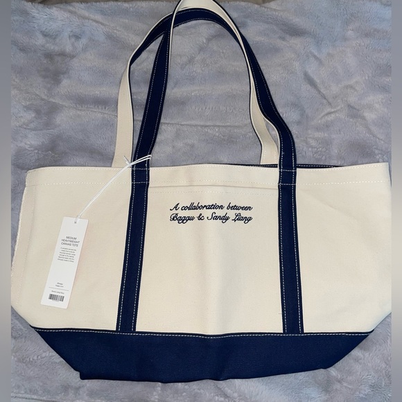 BAGGU X Sandy Liang MEDIUM Heavyweight Canvas Tote Bag In Navy - Picture 8 of 12